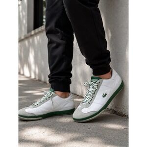 Lacoste Korben Croc White Green Leather Sneakers Shoes Men's Size 10 Y2K Retro
